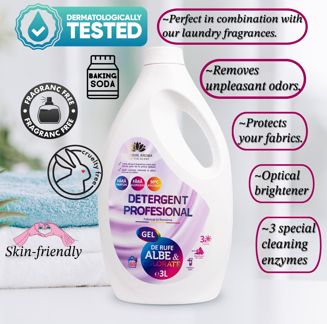 Professional detergent for white & colored laundry (unscented), 3L