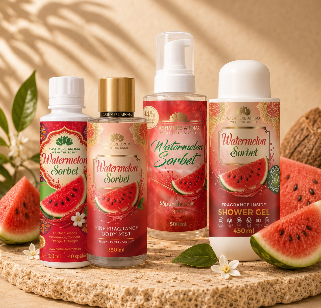 WATERMELON SORBET Bundle (Shower Gel, Body mist, Hand Soap & Laundry Perfume)