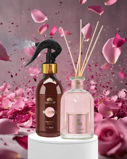 99 Roses bouquet package  - Red Diffuser 100 ml + Textile Perfume 300 ml