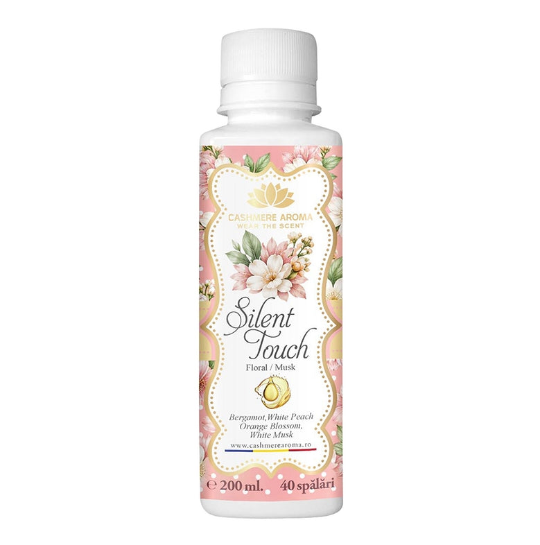 Cashmere Aroma Silent Touch laundry perfume 200 ml bottle with pink floral label