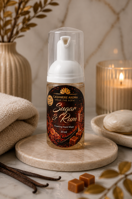Sugar & Rum Mini Foaming Hand Wash 30 ml by Cashmere Aroma UK with vanilla and caramel